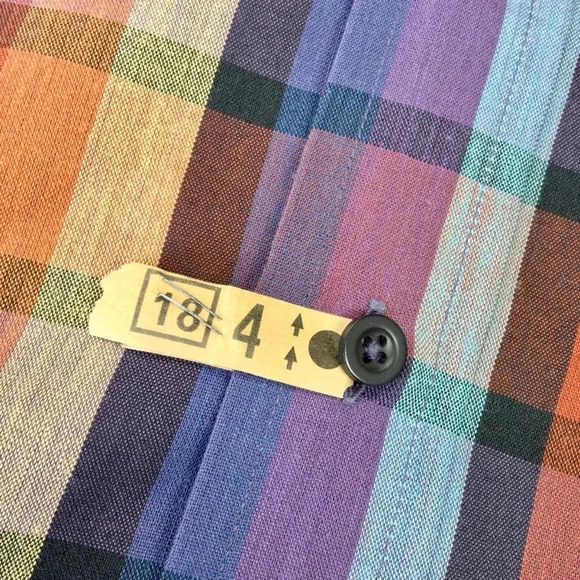 Vintage Men's Countess Mara Plaid Shirt Orange Purple Size Medium 18.5 - Picture 7 of 11